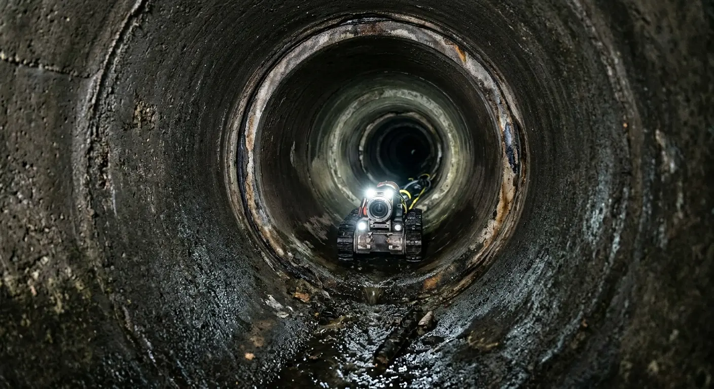 Robotic sewer camera inspecting pipe interior for Sewer Line Cleaning in St. Paul